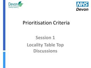 Prioritisation Criteria