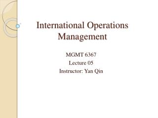 International Operations Management