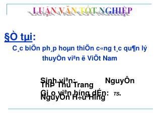 Sinh viªn: NguyÔn ThÞ Thu Trang Gi¸o viªn h­íng dÉn: TS . NguyÔn H÷u Hïng