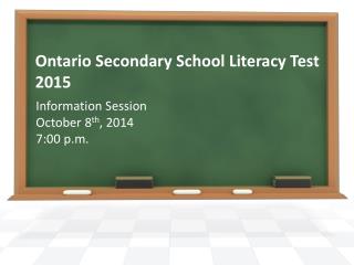 Ontario Secondary School Literacy Test 2015