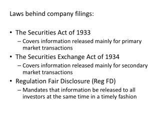Laws behind company filings: The Securities Act of 1933