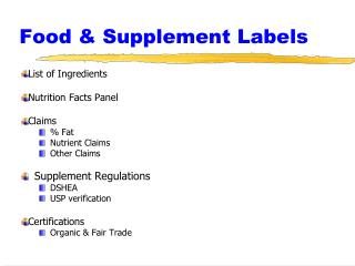 Food &amp; Supplement Labels