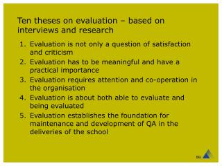 Ten theses on evaluation – based on interviews and research