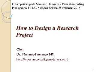 How to Design a Research Project