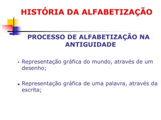 HISTÓRIA DA ALFABETIZAÇÃO