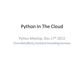 Python In The Cloud