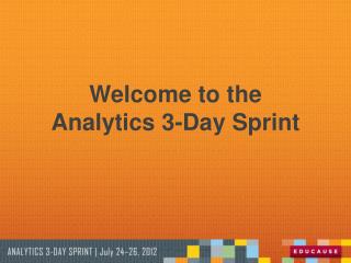 Welcome to the Analytics 3-Day Sprint