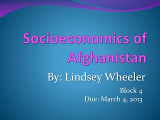 Socioeconomics of Afghanistan