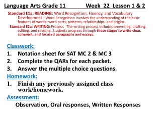 Language Arts Grade 11 Week 22 Lesson 1 &amp; 2