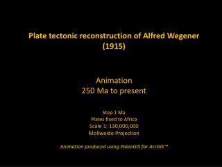 Plate tectonic reconstruction of Alfred Wegener (1915) Animation 250 Ma to present Step 1 Ma