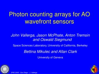 Photon counting arrays for AO wavefront sensors