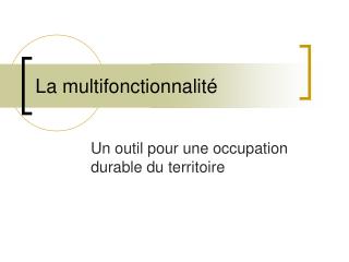 La multifonctionnalité