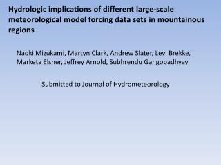 Submitted to Journal of Hydrometeorology