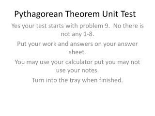 Pythagorean Theorem Unit Test