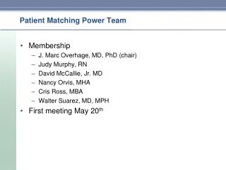 Patient Matching Power Team