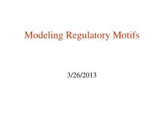 Modeling Regulatory Motifs