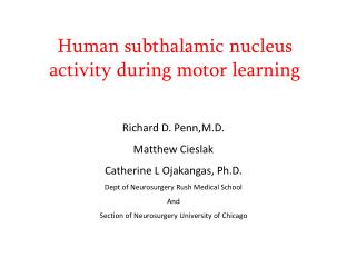 Human subthalamic nucleus activity during motor learning