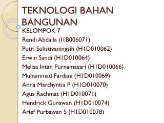 TEKNOLOGI BAHAN BANGUNAN