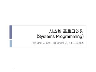 시스템 프로그래밍 (Systems Programming)