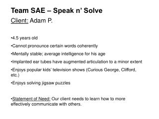 Team SAE – Speak n’ Solve