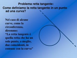 Problema retta tangente: Come definiamo la retta tangente in un punto ad una curva?