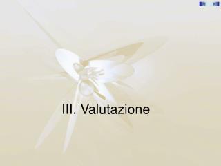 III. Valutazione