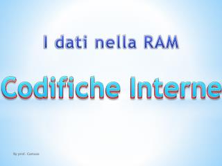 I dati nella RAM Codifiche Interne