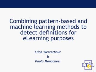 Combining pattern-based and machine learning methods to detect definitions for eLearning purposes