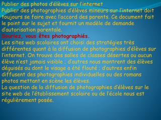 Publier des photos d’élèves sur l’internet