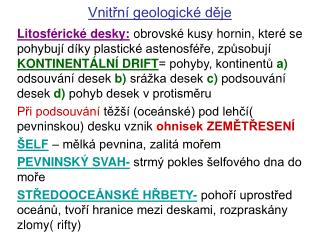 Vnitřní geologické děje