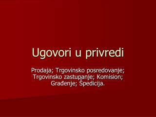 Ugovori u privredi