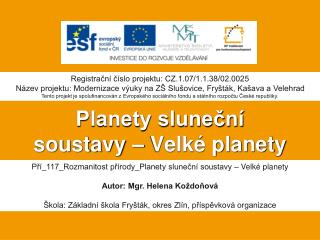 Planety sluneční soustavy – Velké planety