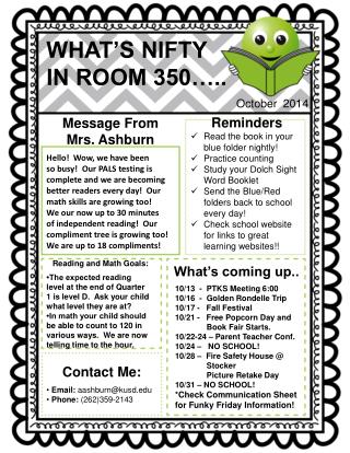 WHAT’S NIFTY IN ROOM 350…..