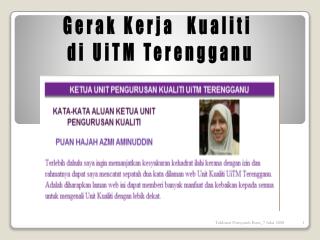 Gerak Kerja Kualiti di UiTM Terengganu