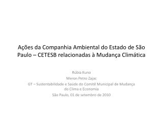 Ações da Companhia Ambiental do Estado de São Paulo – CETESB relacionadas à Mudança Climática