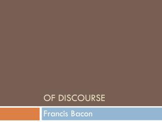 Of Discourse