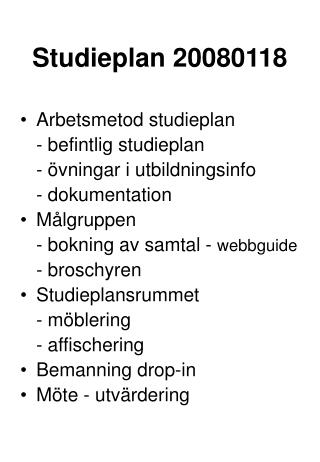 Studieplan 20080118