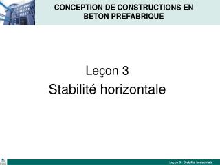 CONCEPTION DE CONSTRUCTIONS EN BETON PREFABRIQUE