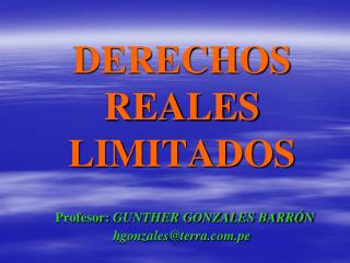 DERECHOS REALES LIMITADOS Profesor: GUNTHER GONZALES BARRÓN hgonzales@terra.pe