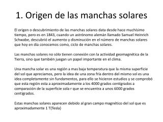 1. Origen de las manchas solares