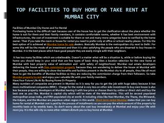 Top Facilities to Buy Home or Take Rent at Mumbai City