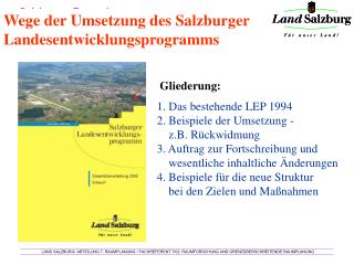 Wege der Umsetzung des Salzburger Landesentwicklungsprogramms