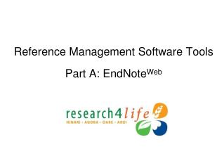 Reference Management Software Tools Part A: EndNote Web