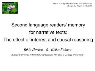 Second language readers’ memory for narrative texts: The effect of interest and causal reasoning