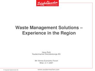 Waste Management Solutions – Experience in the Region