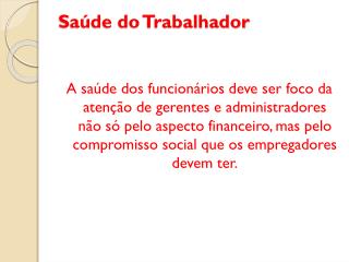 Saúde do Trabalhador