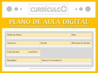 PLANO DE AULA DIGITAL
