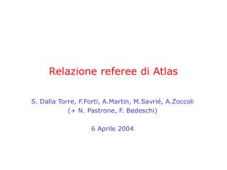 Relazione referee di Atlas