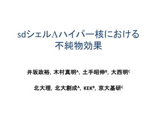 sd シェル L ハイパー核における不純物効果