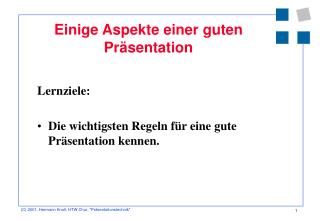 Einige Aspekte einer guten Präsentation